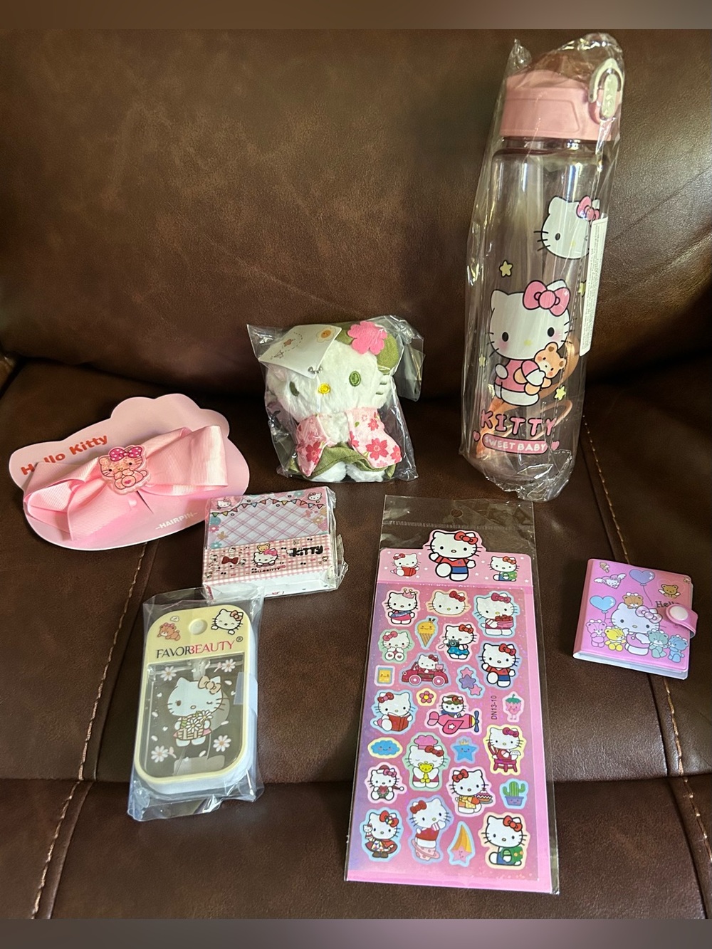 Hello Kitty Pink Accessories Collection with Bottle and Stickers